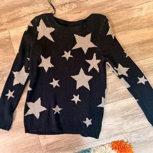 Marled Black and Gray Star Sweater